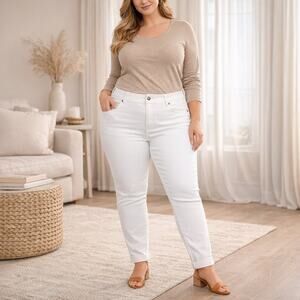 C22 Hue Women's White Stretch Denim Leggings Classic Essential Size 2X